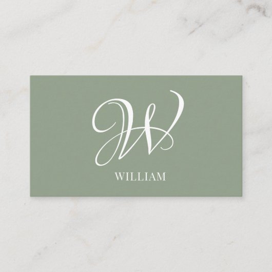イニシャルスパーソナライズされたゲエレガントリーグリーンモノグラム 名刺 (正面)