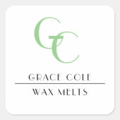 イニシャルセージブラック&ホワイトキャンドルビジネス製品 スクエアシール (正面)