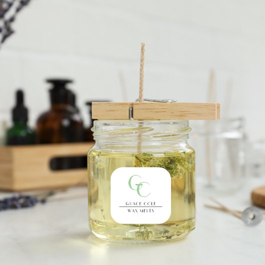 イニシャルセージブラック&ホワイトキャンドルビジネス製品 スクエアシール