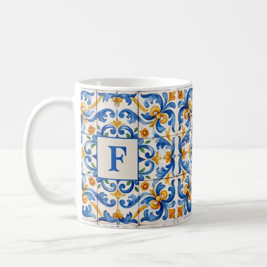 イニシャルタイルマグ コーヒーマグカップ (左)