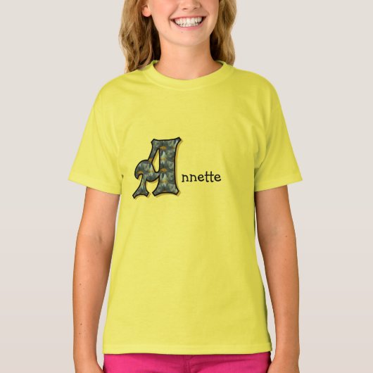 イニシャルデイジーモノグラム A オーダーメイド Tシャツ (正面)
