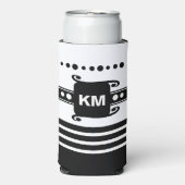 イニシャルドットストライプのリラックス追加白と黒 スリム缶クーラー (Seltzer正面)