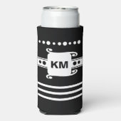 イニシャルドットストライプのリラックス追加(白黒) スリム缶クーラー (Seltzer裏面)