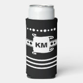 イニシャルドットストライプのリラックス追加（白黒） スリム缶クーラー (Seltzer正面)