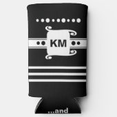 イニシャルドットストライプのリラックス追加（白黒） スリム缶クーラー (正面)