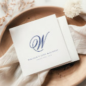 イニシャルネイビエレガントーブルー誕生日ナプキンス スタンダードカクテルナプキン