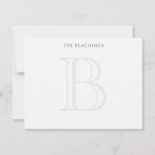 イニシャルネイビークラシックブルーファミリーステーショナリー ノートカード (正面)