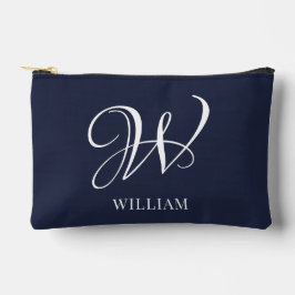 イニシャルネパーソナライズされたイエレガントビーブルーモノグラム アクセサリーポーチ
