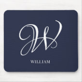 イニシャルネパーソナライズされたイエレガントビーブルーモノグラム マウスパッド (正面)
