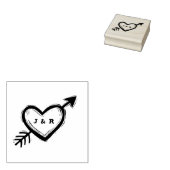 イニシャルハートを矢印リノカットでパーソナライズ ラバースタンプ (押印)