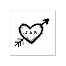 イニシャルハートを矢印リノカットでパーソナライズ ラバースタンプ