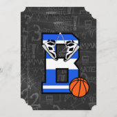 イニシャルバスケットパーソナライズされたボールレターB 招待状 (正面/裏面)