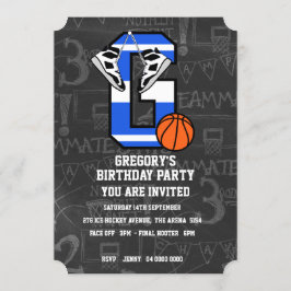 イニシャルバスケパーソナライズされたットボールレターG 招待状