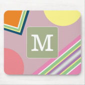 イニシャルパステル色ブロック可愛い幾何学的 マウスパッド (正面)