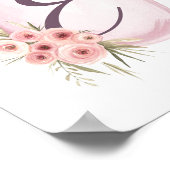 イニシャルパーソナライズされたかわいいベビーガールピンクウェットカラー ポスター (角)