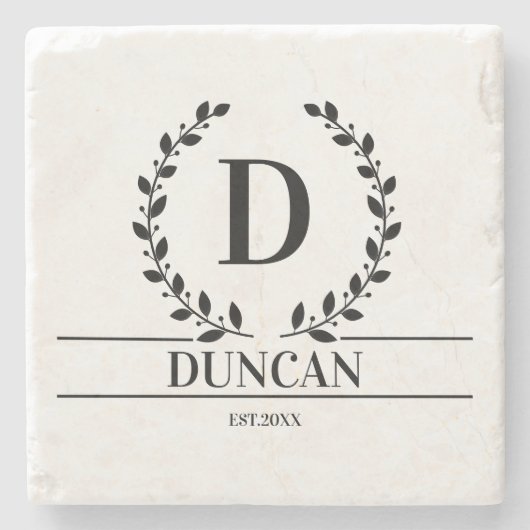 イニシャルパーソナライズされたの結婚贈り物の新婚夫婦 ストーンコースター (正面)