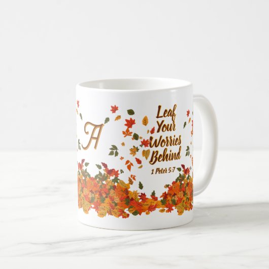 イニシャルパーソナライズされたは心配を引き起こす コーヒーマグカップ (正面右)