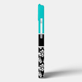 イニシャルパーソナライズされたアクアブラックダマスクパターン Case-Mate iPhoneケース (裏面 / 左)