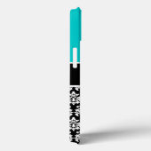 イニシャルパーソナライズされたアクアブラックダマスクパターン Case-Mate iPhoneケース (裏面 / 右)