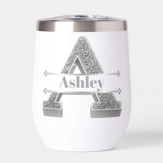 イニシャルパーソナライズされたシルバーモノグラムあなたの名前 (正面)