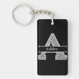 イニシャルパーソナライズされたシルバーモノグラムあなたの名前 キーホルダー