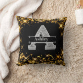 イニシャルパーソナライズされたシルバーモノグラムあなたの名前 クッション (ブランケット)