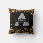 イニシャルパーソナライズされたシルバーモノグラムあなたの名前 クッション (正面)