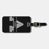 イニシャルパーソナライズされたシルバーモノグラムあなたの名前 ラゲッジタグ (正面横)