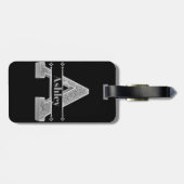 イニシャルパーソナライズされたシルバーモノグラムあなたの名前 ラゲッジタグ (裏面横)