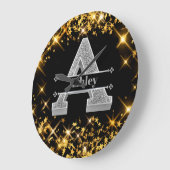 イニシャルパーソナライズされたシルバーモノグラムあなたの名前 ラージ壁時計 (傾斜)