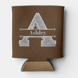 イニシャルパーソナライズされたシルバーモノグラムあなたの名前 缶クーラー