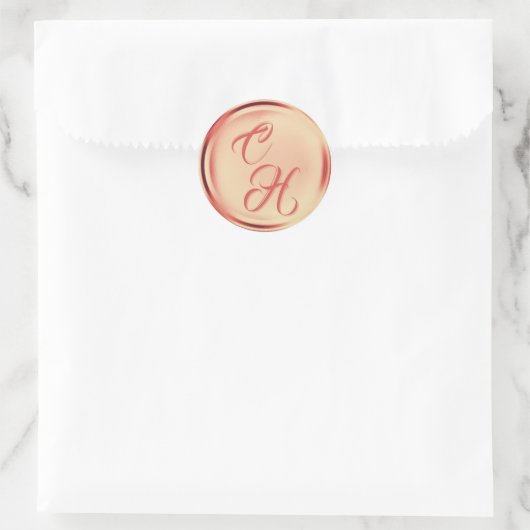 イニシャルパーソナライズされたズテラコッタワフェイクックスシール ラウンドシール (バッグ)