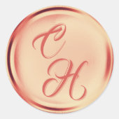 イニシャルパーソナライズされたズテラコッタワフェイクックスシール ラウンドシール (正面)