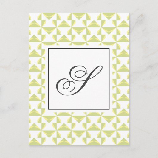 イニシャルパーソナライズされたセージピンホイールズ ポストカード (正面)