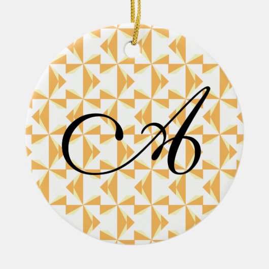 イニシャルパーソナライズされたパンプキンピンホイール セラミックオーナメント (正面)