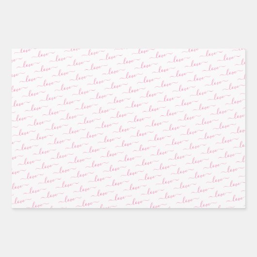 イニシャルパーソナライズされたピンクラブハートバレンタイン ラッピングペーパーシート (正面2)