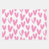 イニシャルパーソナライズされたピンクラブハートバレンタイン ラッピングペーパーシート (正面)