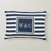 イニシャルパーソナライズされたモノグラムネイビーブルー アクセントクッション (裏面)