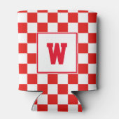 イニシャルパーソナライズされたモノグラムレッドチェッカーボード 缶クーラー (裏面)