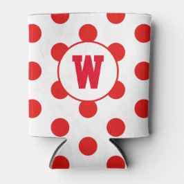 イニシャルパーソナライズされたモノグラムレッドドット水玉模様 缶クーラー