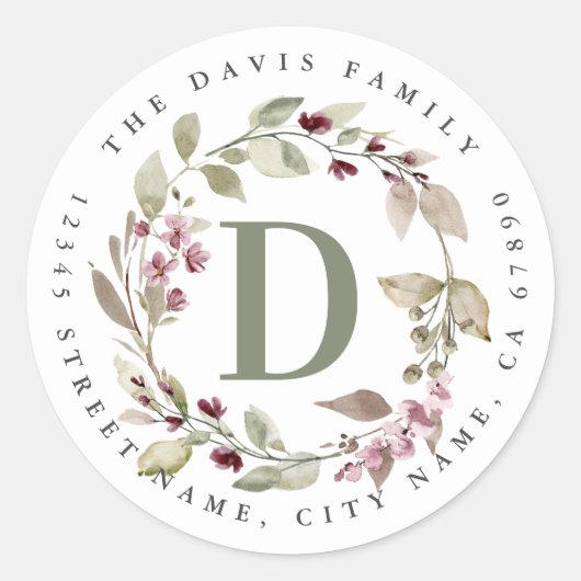 イニシャルパーソナライズされたラウンドステッカー ラウンドシール (正面)