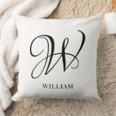 イニシャルパーソナライズされた白エレガントモノグラム クッション (ブランケット)