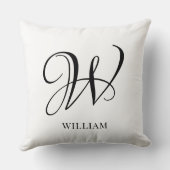 イニシャルパーソナライズされた白エレガントモノグラム クッション (裏面)
