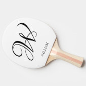 イニシャルパーソナライズされた白エレガントモノグラム 卓球ラケット (横)
