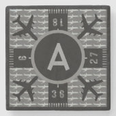 イニシャルパーソナライズされた空港 ストーンコースター (正面)