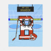 イニシャルパーソナライズされたBアイスホッケー フリースブランケット (正面)