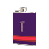 イニシャルパープル+赤でパーソナライズストライプする フラスク (左)