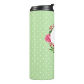 イニシャルピンクローズレッドホワイトペチュニア水玉模様 タンブラー (回転左)