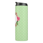 イニシャルピンクローズレッドホワイトペチュニア水玉模様 タンブラー (回転右)