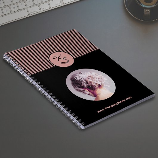 イニシャルピンク黒ヘアスタイリストのワークショップ ノートブック